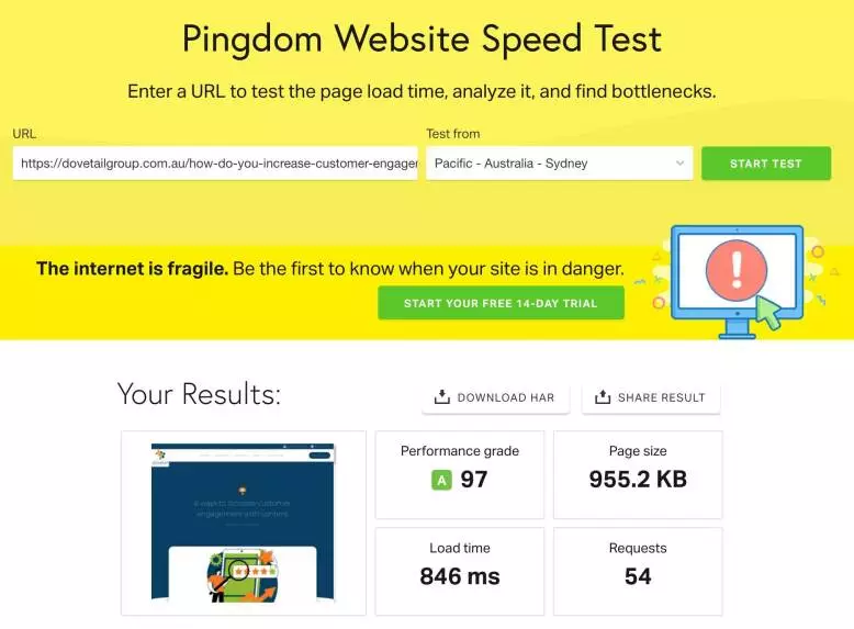 Pingdom Tools With NitroPack