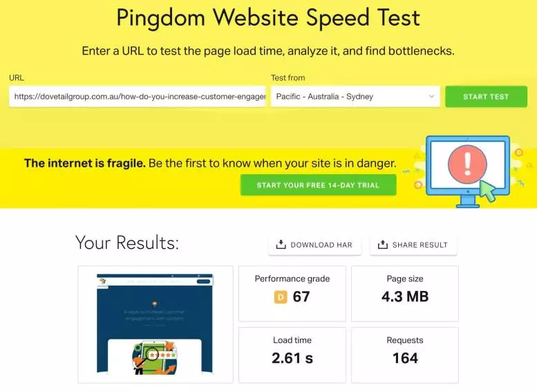 Pingdom Tools Without NitroPack